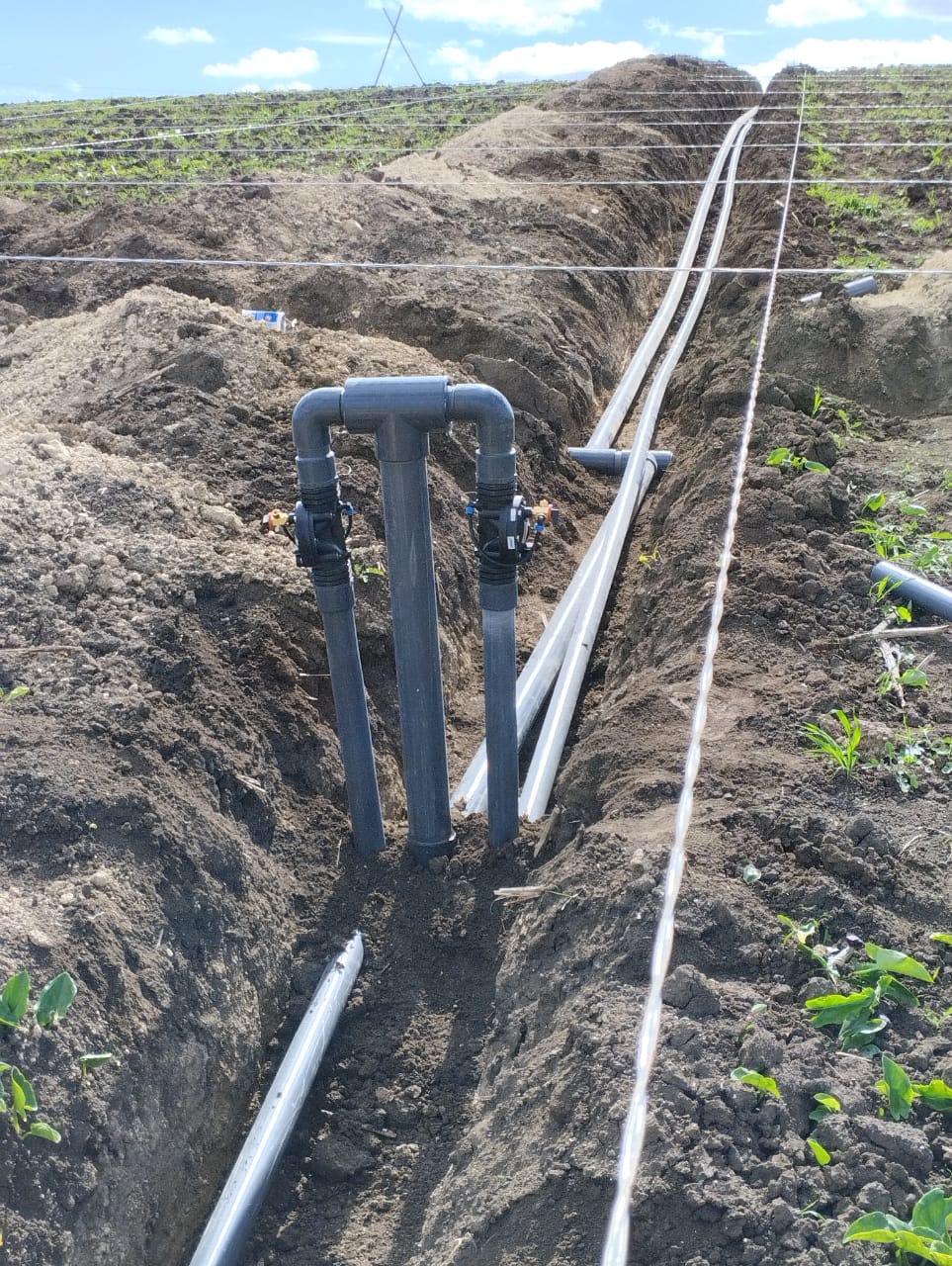 Installation de tuyaux et raccords pour irrigation